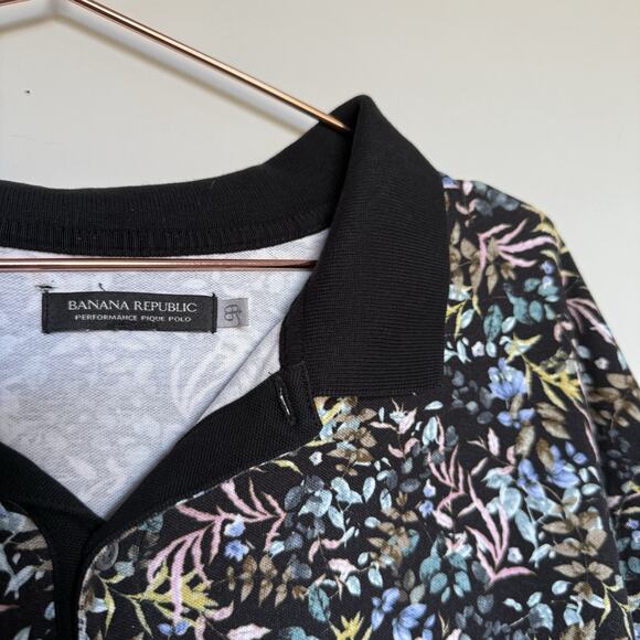 Banana Republic Men Polo Top XXL Performance Golfing Floral Camp Colorful Luxury - Picture 3 of 5